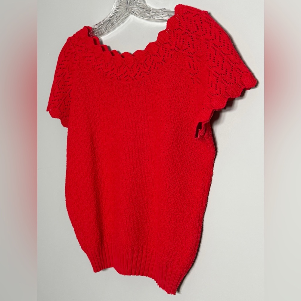 Vibrant Red Adele Women's Pointelle Sweater
